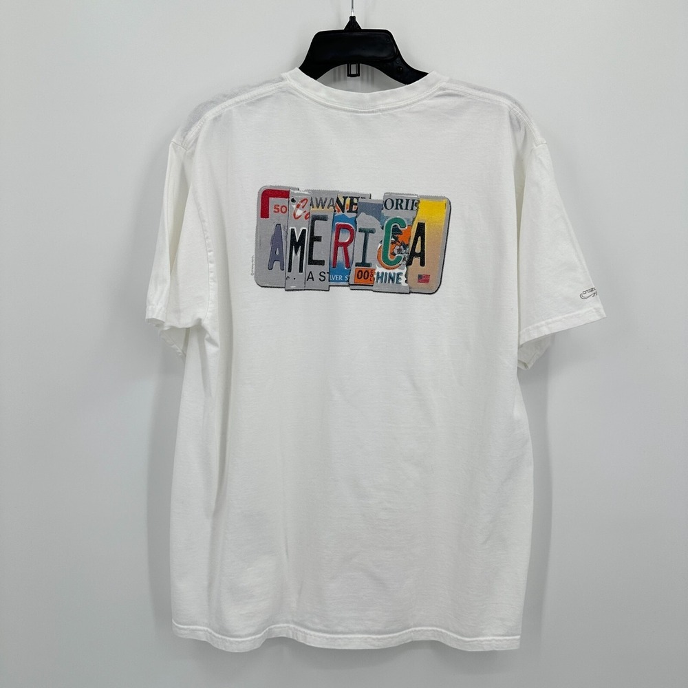 Vintage Crazy Shirts License Plate T-Shirt Mens L White‎ America Nostalgia Gift